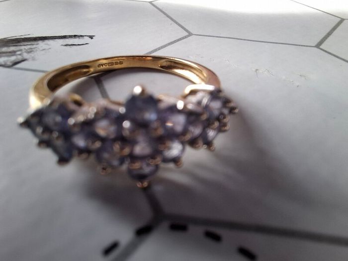 Vintage Gold Ring with Blue Atones