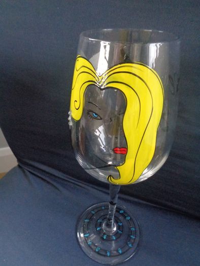Hand Painted Wine Glass for Sale