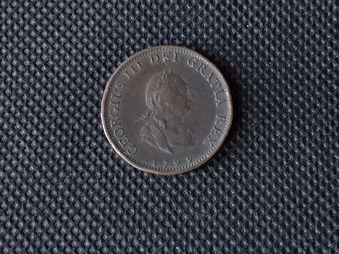 Great Britain : George III : 1799 , 1 Farthing - Soho Mint - " Cartwheel Halfpenny "