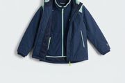 Tribord kids 3-in-1 waterproof jacket with fleece - blue and mint 12 yrs