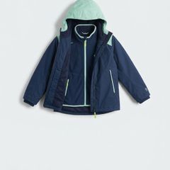 Tribord kids 3-in-1 waterproof jacket with fleece - blue and mint 12 yrs