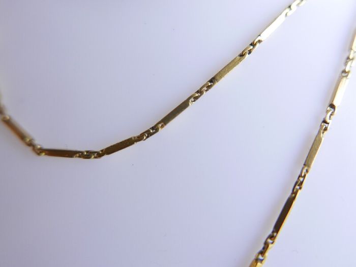 Antique Solid 18K Yellow Gold Bar-Link Chain Necklace length 23" - 5,6g