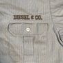 Diesel Embroidered Short Sleeve Button Up Shirt - Mens Sz M - Blue Grey Stripe Image 8