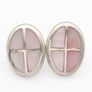 925 Vintage Sterling Silver & Pink Mother of Pearl Stud Earrings Image 3