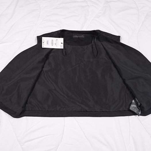 Zara Black Faux Suede Studded Waistcoat Vest Size XL