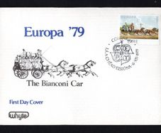 1979 Ireland Europa: Communications 12p The Bianconi Car Commemorative Stamps Whyyes First Day Cover with Corcaigh (Cork) pictorial First Day Cover (FDC)