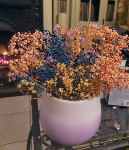 Pottery Flower Pot - Dried Flowers included.