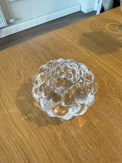 Genuine Orrefors Swedish Crystal Candle Holder Raspberry Collection
