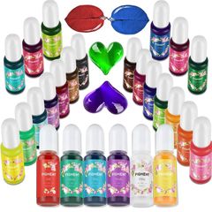 Epoxy Resin Pigment 26 Colors X10ml;Non-Fading Resin Dye for Resin Beginners/Professional Art Workers,Highly Concentrated,Transluent&Opaque effect,Epoxy Resin Color Kit, Resin Jewelry Making (FREE POSTAGE)