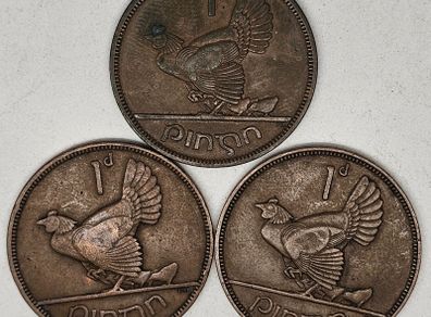 Ireland 1952 1935 1937 1d Penny Lot All Nice Grade