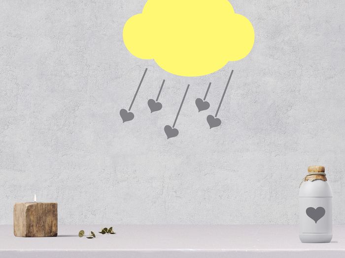 Cloud Wall Decal, Cloud Wall Art  Heart Wall Decal, Heart Drop, Wall Art Decal, Large Cloud Decal, Cloud Sticker, Nursery Wall Decal, Child's Room Wall Decal