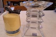 Crystal candle holder and candle NEW