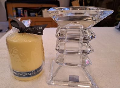 Crystal candle holder and candle NEW
