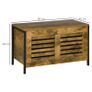 Industrial Storage Chest, Lift Top Storage Bench, Toy Box Organizer with Lid, Louvred Design and Steel Frame, Rustic Brown Image 2