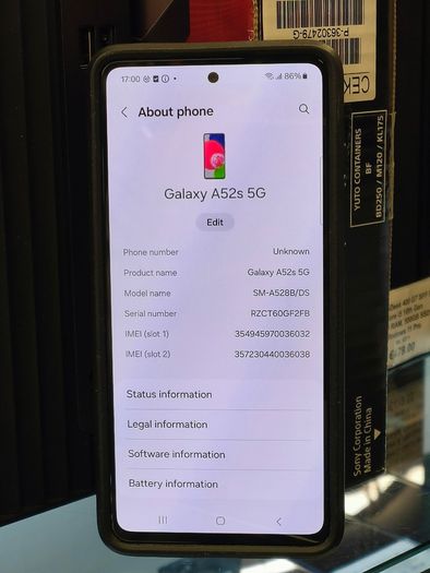 Samsung Galaxy A52S 5G 128GB Dual Sim Unlocked Black Android Phone with Cover