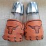 Vintage Salt and Pepper Bamco Longhorn Design Leather covered circa 1980 made in Mexico FREE STANDARD POSTAGE INCLUDED Image 6