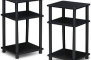 NEW SALE | Just 3-Tier Turn-N-Tube End Table, Side Table, Nightstand, Americano/Black, 2-Pack