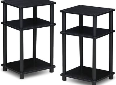NEW SALE | Just 3-Tier Turn-N-Tube End Table, Side Table, Nightstand, Americano/Black, 2-Pack