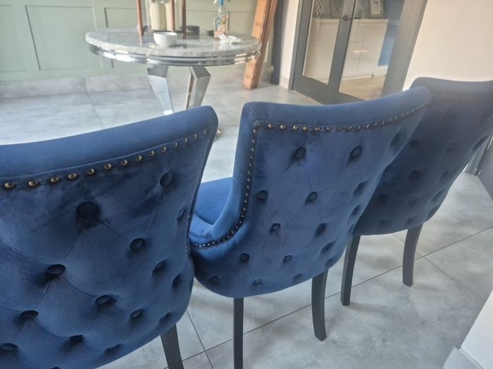 Four Navy Velvet Dining chairs