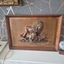 Vintage Framed Cooper Lion and Lioness gift present home house picture art deco ornament Image 2