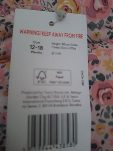 Baby Jacket Age 12 to 18 Months Fur Inside