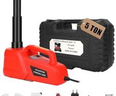 Electric Hydraulic Car Jack Kit 5Ton 12V,Ultra-Portable Auto Vehicle Lift with 6.1-17.7" Range for SUV/Sedan/Truck Repair,Floor Jack for Tire Change,Lightweight for Easy Storage