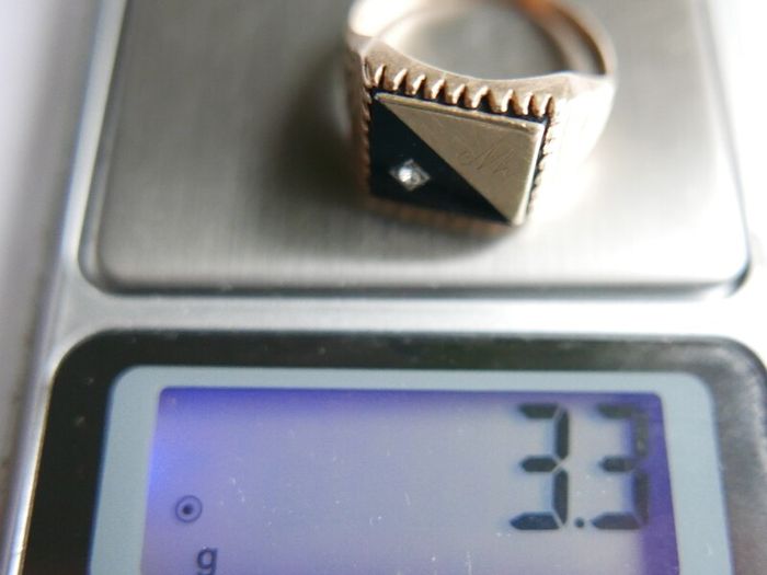 Mens Ring Signet Genuine Solid 9Ct Yellow Gold Onyx 3,3g size S1/2
