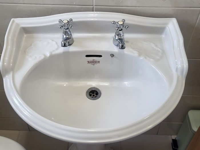 Bathroom Sink, Pedestal and Taps