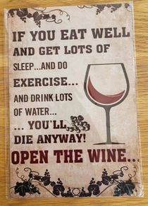 Open The Wine ; Metal Sign