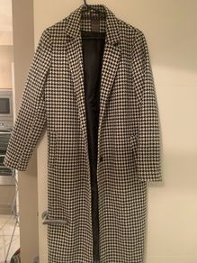 Dogstooth ladies coat black white size 10