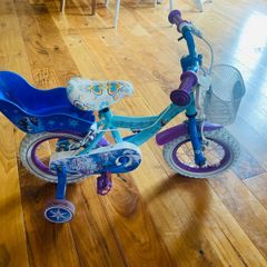 12 Inch Frozen Bike with Doll Carrier Blue