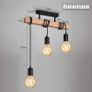 Industrial Wood Pendant Light with 3 Heads Adjustable Pendent Chandelier Light Vintage Semi Flush Ceiling Light Living Room E27 Bulb Drop Light Kitchen Dining Room Black Hanging Light (FREE POSTAGE) Image 3