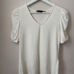 DOROTHY PERKINS White Ruched Sleeve Top Size 8!