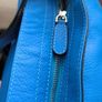 Large Blue Leather Tote Bag Spacious Shopper Image 2