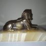 SALE!  Vintage Egyptian Metal SPHINX Figurine on Stone Base Image 2