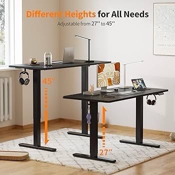NEW SALE | Standing Desk Height Adjustable Electric Desk, 100x60cm Stand up Table, Sit Stand Home Office Desk with Splice Board, Black Top