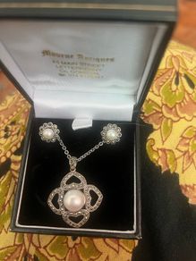 Beautiful Sterling silver 925 pearl and Marcasite set