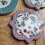 Set of ceramic coasters folk flowers NEW Image 3