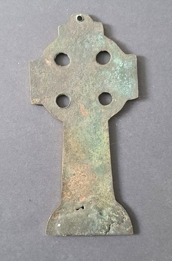 Vintage Brass Celtic Cross Wall Hanging  Irish Religious Decor, High Cross Plaque
