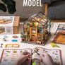 Greenhouse, DIY Miniature House Kits, Cathy's Flower House Advanced Level, 7.5 Hours, Wooden Dollhouse, Glue Free, Stress Relief Handmade Craft Kits, Birthday Gift for Women Image 8