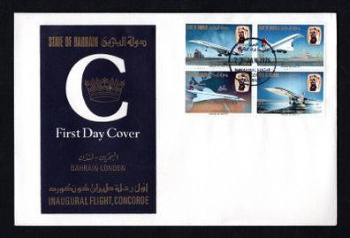 1976 Bahrain The 1st Commercial Flight of Concorde Commemorative Stamps First Day Cover (FDC)