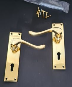 Heritage Brass Bedford Lever Lock Door Handles V810-PB Polished Brass NEW Boxed