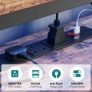 181CM L Shaped Corner Desk with Power Outlets LED Lights Gaming Desk Image 5