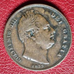 1835 Farthing William IV British copper coin