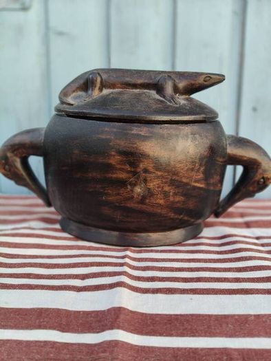 Hand carved Wood Container