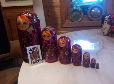 2 sets of Matroyska nesting Russian vintage handpainted dolls, v collectible, D18 post 8e
