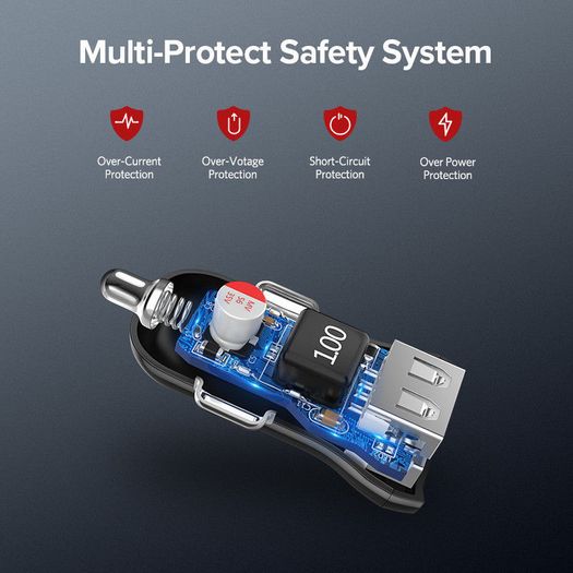 2 X Ugreen Mini Dual USB Car Fast Charger 4.8A/24W (Brand New/Warranty)