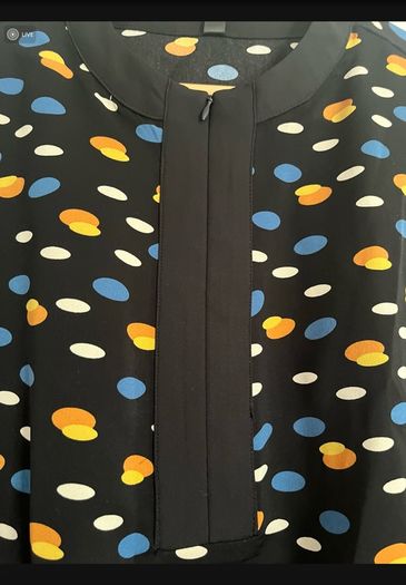 nwt Rant and Rave thalia dot print zip front blouse (black / blue / yellow) size 14