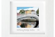 Ha'Penny Bridge, Dublin, mini Framed print by artist Helen Mathews
