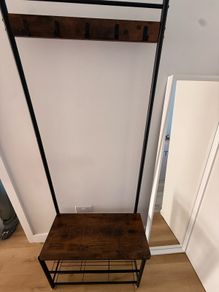 Hallway coat rack with shoe storage